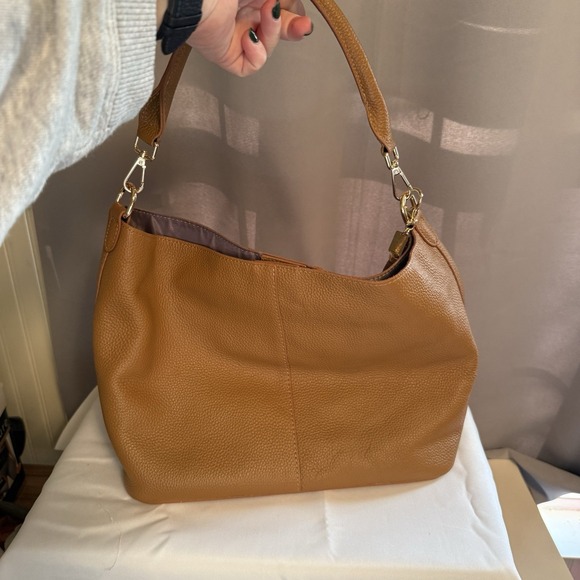 Pom Pom London Lambeth Leather Convertible Bucket Bag Maple Brown - Picture 5 of 16